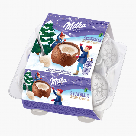 Dulciuri - MILKA Bulgari Snowball cu Crema de Lapte 112g