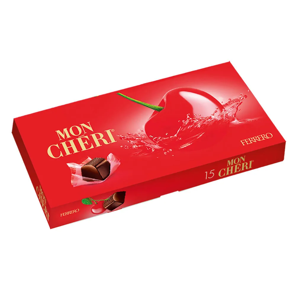 Ciocolata & Praline - MON CHERRY Praline de Ciocolata Umplute cu Cireasa Intreaga in Lichior 157g