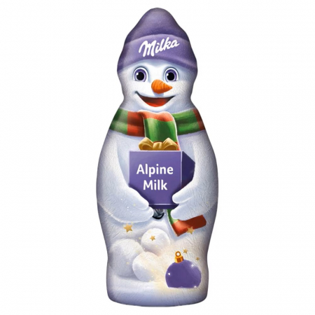 Dulciuri si Cadouri pentru Craciun - Om de Zapada din Ciocolata cu Lapte Alpin MILKA 50g