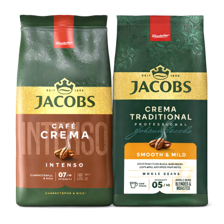Pachete Bundle - Pachet 2 x JACOBS Crema Traditional + Intenso - Cafea Boabe 2x1Kg