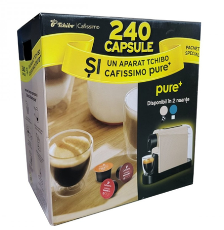 Espressoare si Cafetiere - Pachet 240 Capsule Cafea TCHIBO Cafissimo + Cadou Espressor TCHIBO Pure Bej