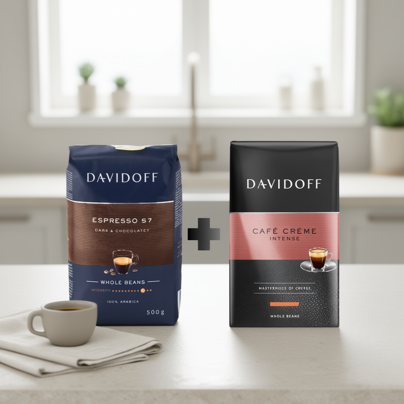 Pachet DAVIDOFF Cafea Boabe Creme Intense 500g + Espresso 57 500g [1]