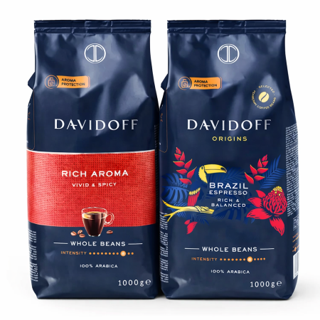 Promotii - Pachet DAVIDOFF Duo - Cafea Boabe Rich Aroma + Brazil 2x1Kg