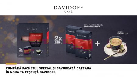 Pachet Promo 2x DAVIDOFF Rich Aroma - Cafea Macinata 250g + Ceasca Cadou [4]