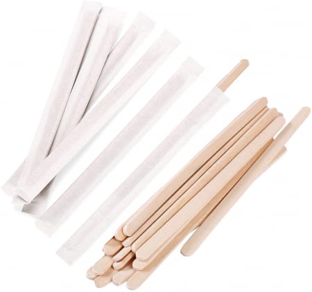 Pahare / Capace / Palete - Palete din Lemn pentru Cafea, Ambalate Individual 14cm 1000buc