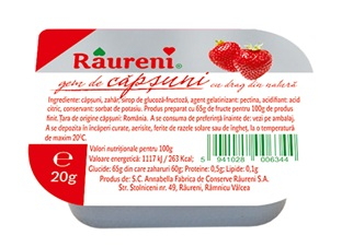 Gem si Dulceata din Fructe - RAURENI Gem de Capsuni Portionat 40x20g