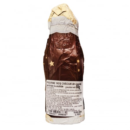 CHOCO PACK Figurină Moș Crăciun din Ciocolată Neagră cu Arahide 55g [1]