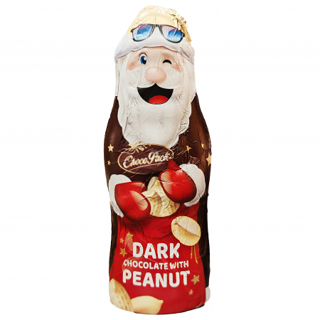 Dulciuri si Cadouri pentru Craciun - CHOCO PACK Figurină Moș Crăciun din Ciocolată Neagră cu Arahide 55g