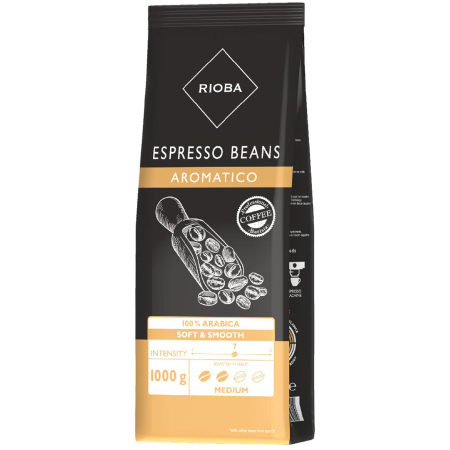 Cafea Boabe Premium - RIOBA Caffe Espresso Aromatico 100% Arabica Cafea Boabe 1Kg