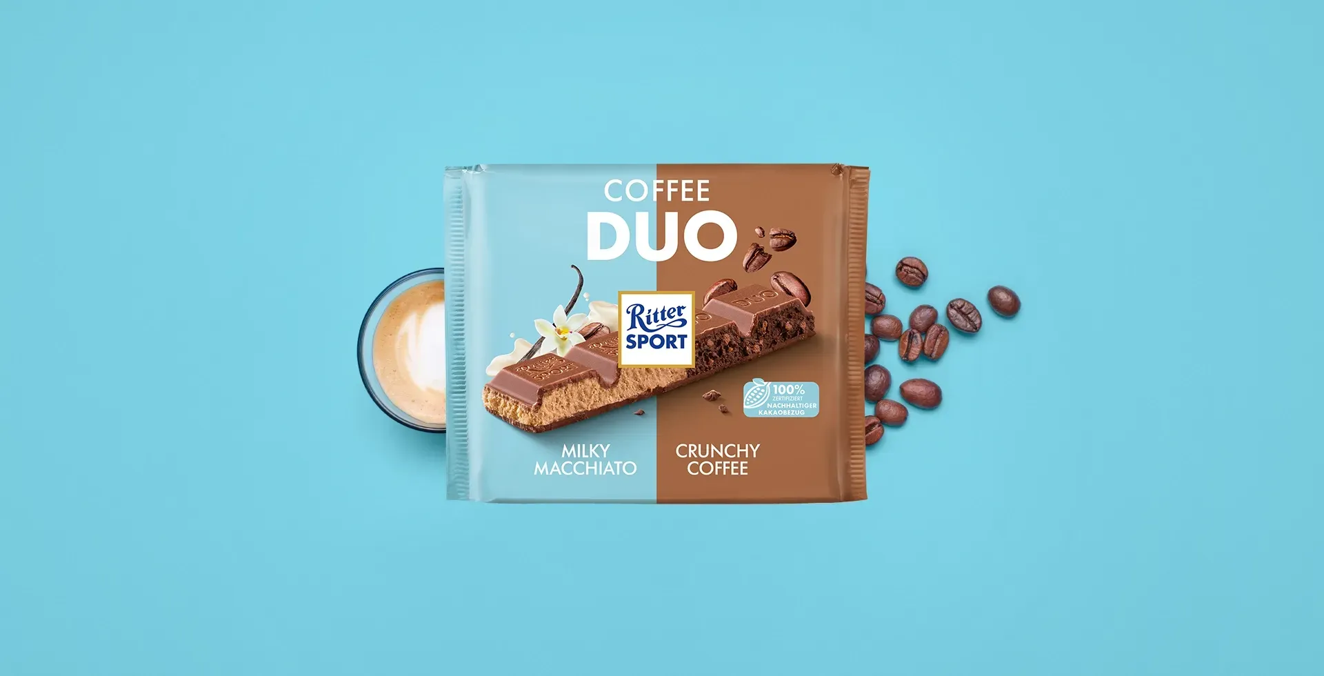 RITTER Sport Ciocolata cu Lapte Coffee Duo - Milky Macchiato + Crunchy Coffee 218g [2]
