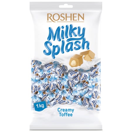 Dropsuri/Jeleuri - ROSHEN Caramele Toffees cu Lapte Milky Splash 1Kg