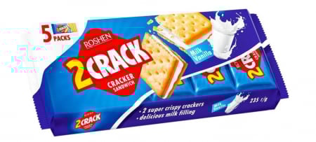 Biscuiti & Fursecuri - ROSHEN Crackers Sandwich cu Lapte si Vanilie 235g