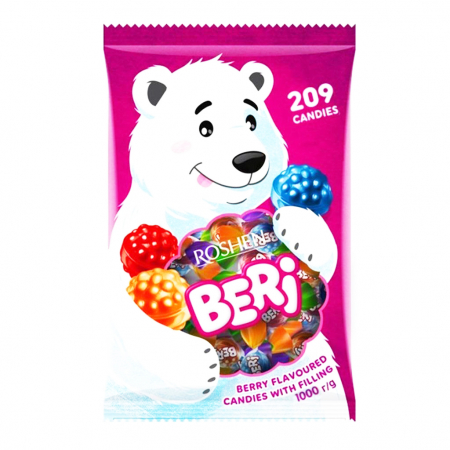 Dropsuri/Jeleuri - ROSHEN Dropsuri cu Umplutura cu Aroma de Visine, Zmeura si Fructe de Padure BERI 1Kg