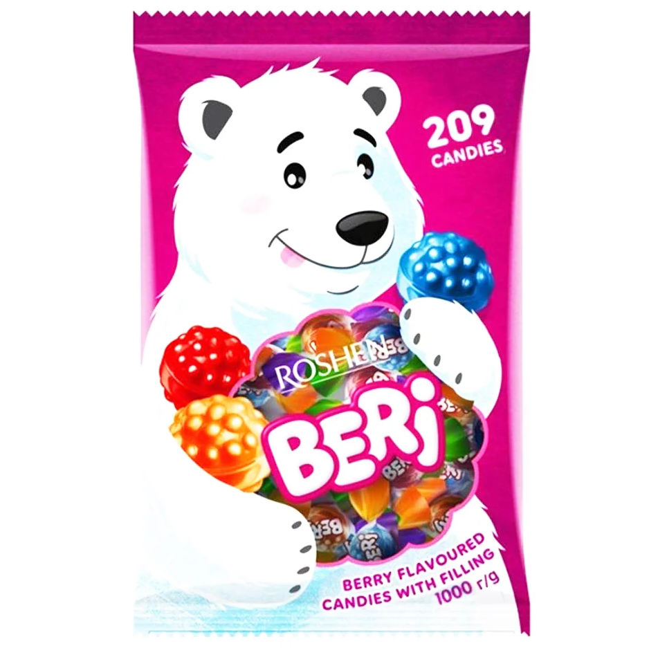 Dropsuri/Jeleuri - ROSHEN Dropsuri cu Umplutura cu Aroma de Visine, Zmeura si Fructe de Padure BERI 1Kg