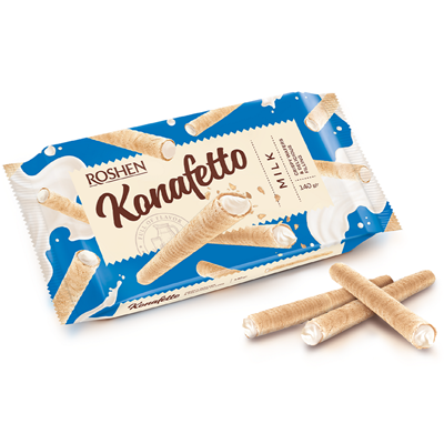 Napolitane - ROSHEN Konafetto Rulouri de Napolitana cu Crema de Lapte 140g
