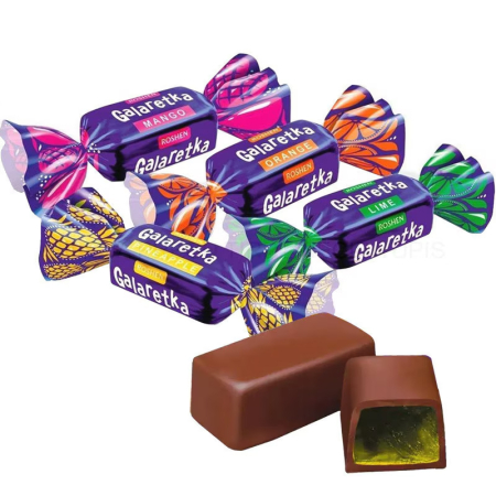 ROSHEN Galaretka Bomboane Jeleu cu Arome de Ananas, Portocală și Lime în Glazură de Ciocolată cu Lapte 1Kg [1]