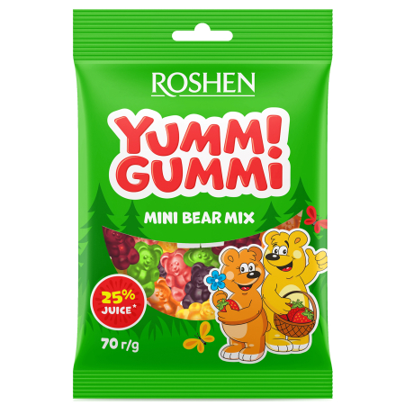 Dropsuri/Jeleuri - ROSHEN Yummi Gummi Mini Bear Mix - Jeleuri cu Forme de Ursuleti 70g