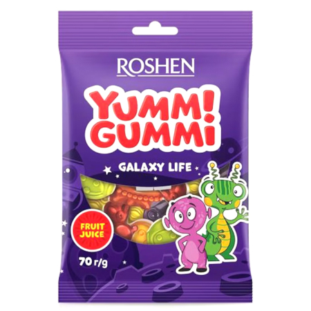 Dropsuri/Jeleuri - ROSHEN Yummi Gummi Galaxy Life - Jeleuri cu Forme Spatiale 70g