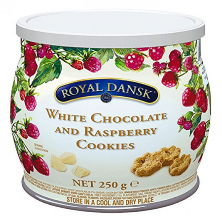 Biscuiti & Fursecuri - ROYAL DANSK Fursecuri cu Ciocolata Alba si Zmeura 250g