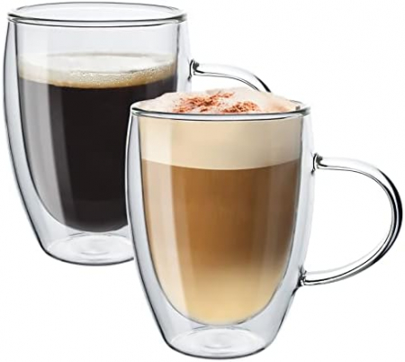 Promotii - Set 2 Cani de Sticla cu Pereti Dubli 400ml