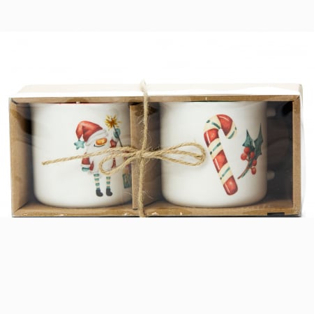 Set 2 Cani din Portelan Decorate cu Motive de Craciun 300ml [1]