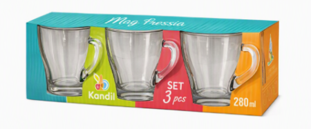 Set cartonat Kandil Mag Fressia – 3 căni din sticlă transparentă, 280 ml [3]