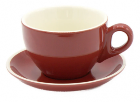 Promotii - Set Ceasca + Farfurie pentru Ceai / Cafea / Cappuccino, Capacitate 220ml - Rosu