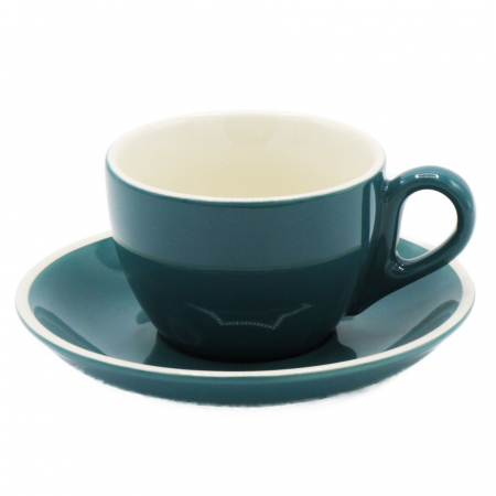 Promotii - Set Ceasca + Farfurie pentru Ceai / Cafea / Cappuccino, Capacitate 220ml - Turcoaz