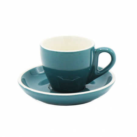 Pahare / Capace / Palete - Set Ceasca + Farfurie pentru Ceai / Cafea / Cappuccino, Capacitate 90ml - Turcoaz