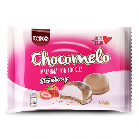 TAKO Chocomelo Marshmallow Cookies cu Aroma de Capsune 56g