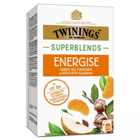 Ceai in Plic - TWININGS Ceai Superblends Energise cu Mandarine, Mere si Guarana 18x2g