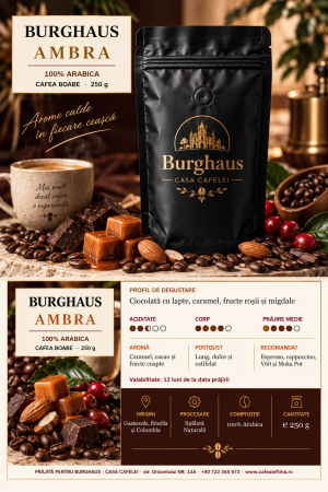 Cafea boabe - Cafea boabe de specialitate BURGHAUS Ambra 250 g