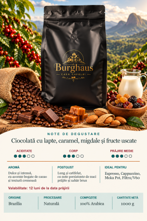 Cafea boabe - Cafea boabe de specialitate BURGHAUS  Brazilia 1 kg