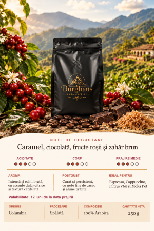 Cafea boabe - Cafea boabe de specialitate BURGHAUS Colombia 250 g