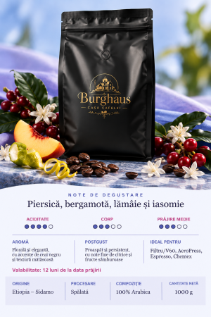 Cafea boabe - Cafea boabe de specialitate BURGHAUS Etiopia-Sidamo 1 kg