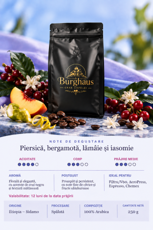 Cafea boabe - Cafea boabe de specialitate BURGHAUS Etiopia-Sidamo 250 g