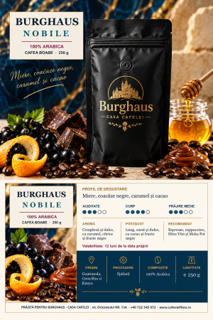 Cafea boabe - Cafea boabe de specialitate BURGHAUS Nobile 250 g