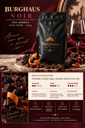 Cafea boabe - Cafea boabe de specialitate BURGHAUS Noir 250 g