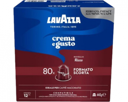 Capsule Cafea - Cafea capsule Lavazza Crema e Gusto Ricco, compatibile Nespresso, 80 buc