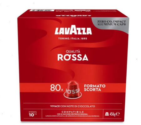 Capsule Cafea - Cafea capsule Lavazza Qualita Rossa, compatibile Nespresso, 80 buc