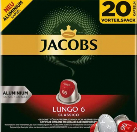 Capsule Cafea - Cafea capsule Jacobs Lungo Classico compatibile Nespresso 20 buc