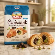 Paste & Biscuiti - Croissant Divella cu ciocolata si fistic 210gr