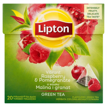 Ceai verde cu aroma de zmeura si rodie piramida, 20 plicuri [1]