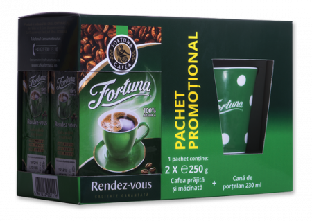 Cafea Macinata - Cafea Fortuna Rendez-vous 2 x 250g  + cana cadou