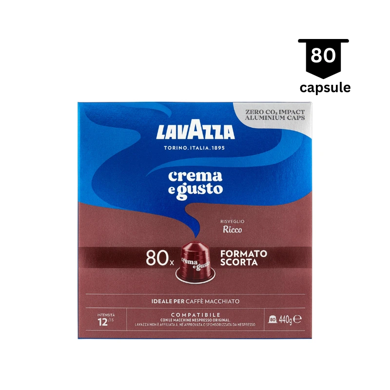 Cafea - Capsule aluminiu Lavazza Crema E Gusto Ricco Compatibile Nespresso, 80 buc