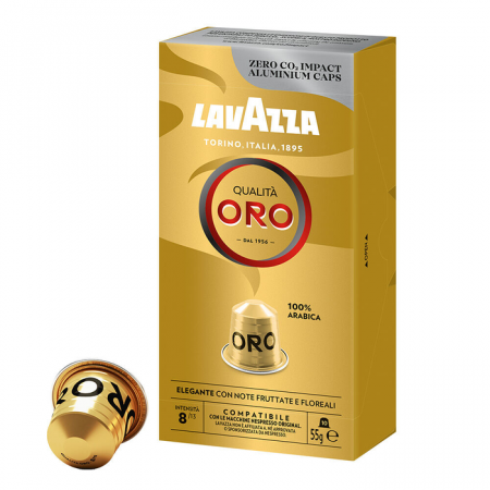 Cafea - Capsule aluminiu Lavazza Qualita Oro compatibile Nespresso, 10 buc