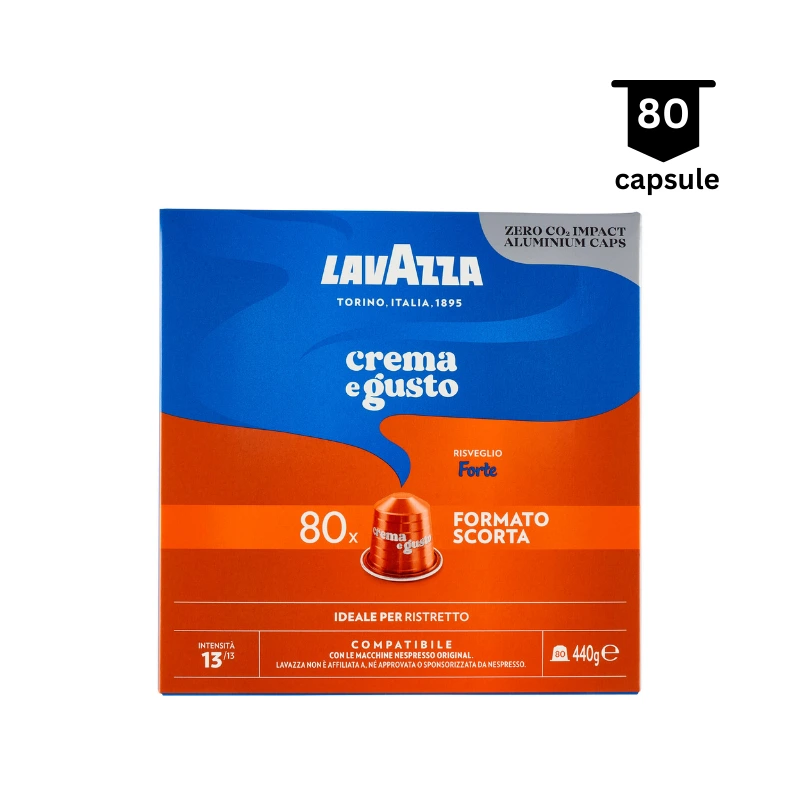 Capsule Cafea - Capsule alumniu Lavazza Crema E Gusto Forte Compatibile Nespresso, 80 buc