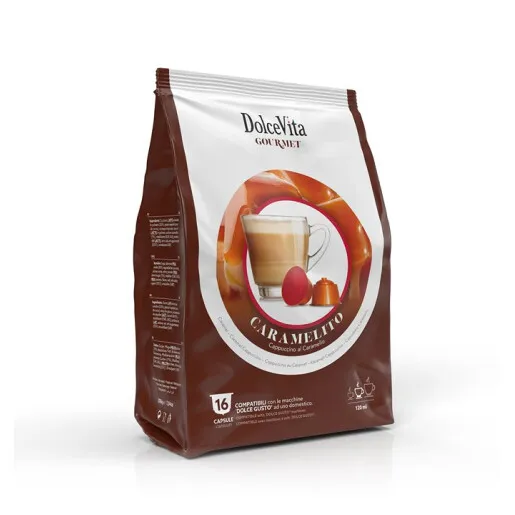 Cafea - Capsule Dolce Vita Maxi Caramelito Compatibile Dolce Gusto, 16 buc