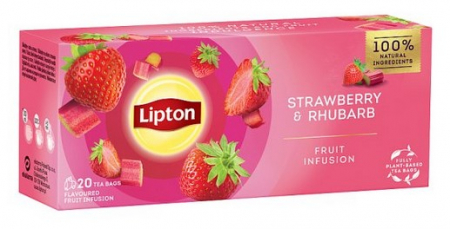 Ceai - Ceai Lipton de Capsuni si Rubarba, 20 plicuri