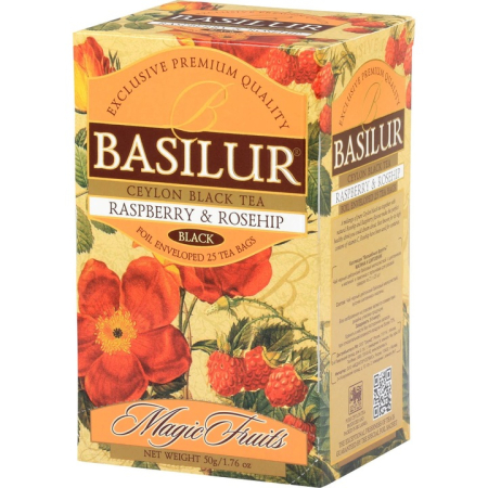 Ceai - Ceai Negru, Basilur Raspberry si Rosehip, 25 pliculete